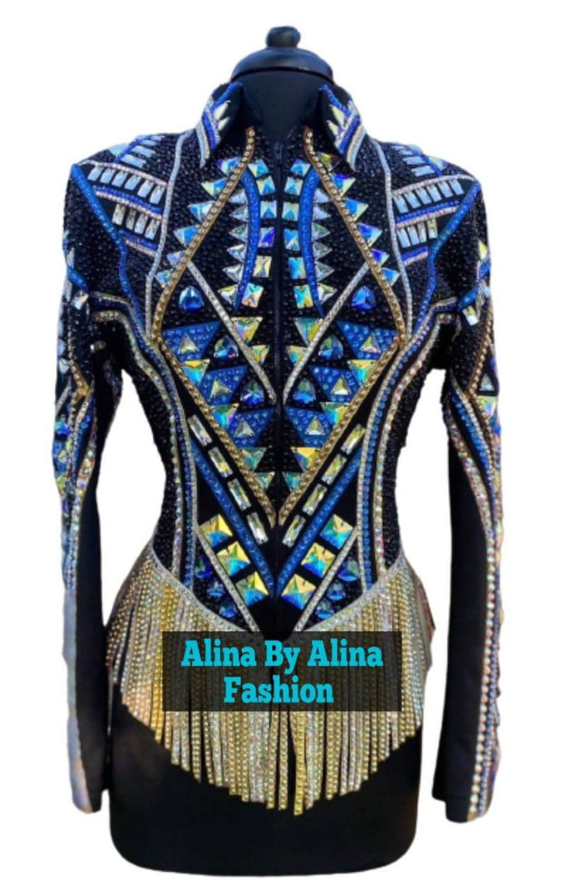 Custom Rodeo Queen Showmanship Jacke Aus Dehnbarem Material Mit Glassteinen von AlinaByAlinaa