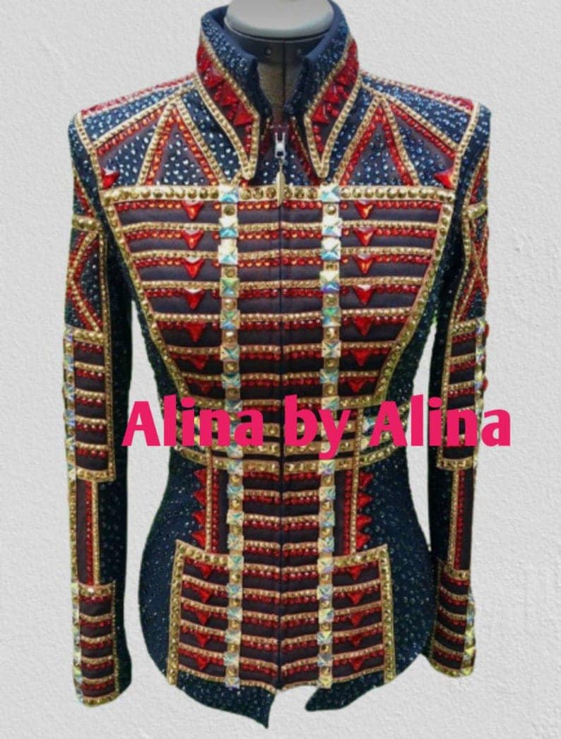 Western Custom Rodeo Queen Showmanship Jacke Mit Verzierungen Aus Echten Glassteinen von AlinaByAlinaa