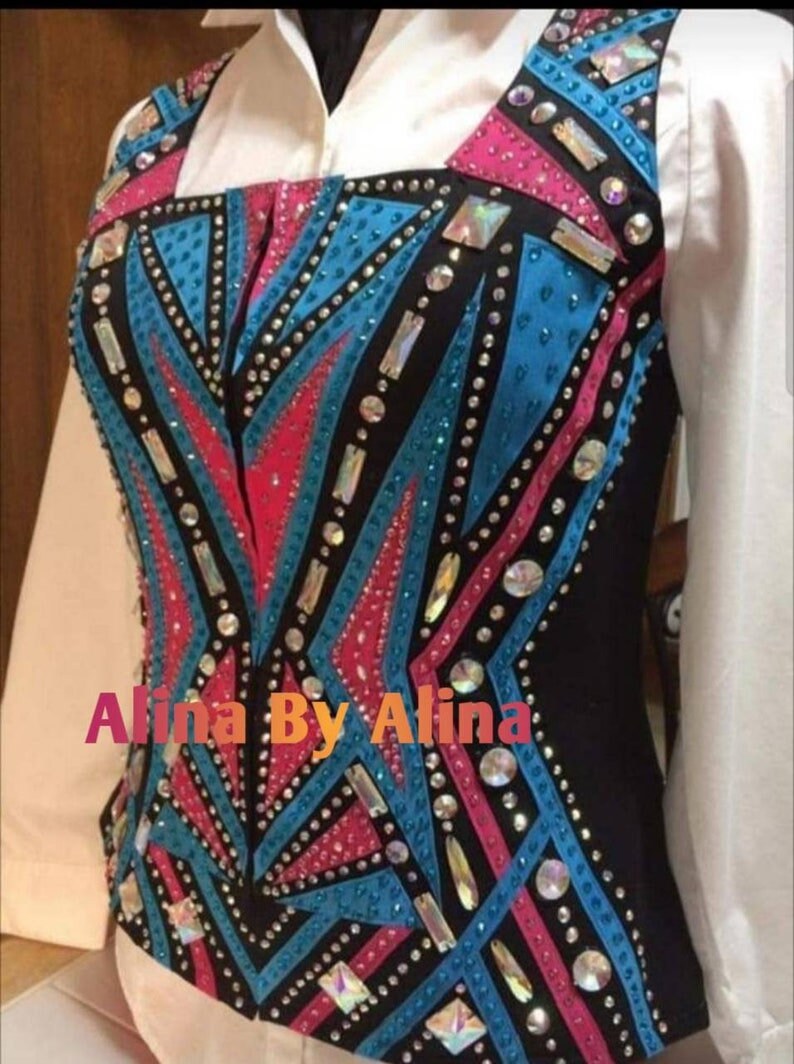 "Western Custom Show Weste Mit Passendem "Bling-In" Hemd in Manschette Und Farbe | Schwarzes Basis " von AlinaByAlinaa
