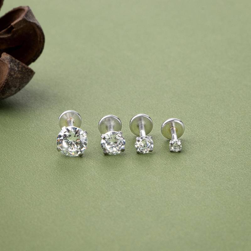 Round Cz Earrings, Titanium Steel Cz Earrings, Tiny Crystal Flat Back Earrings, Diamond Earrings, 2-5mm Stacking Earrings, Helix Stud Earrings von AlinaChicJewelry