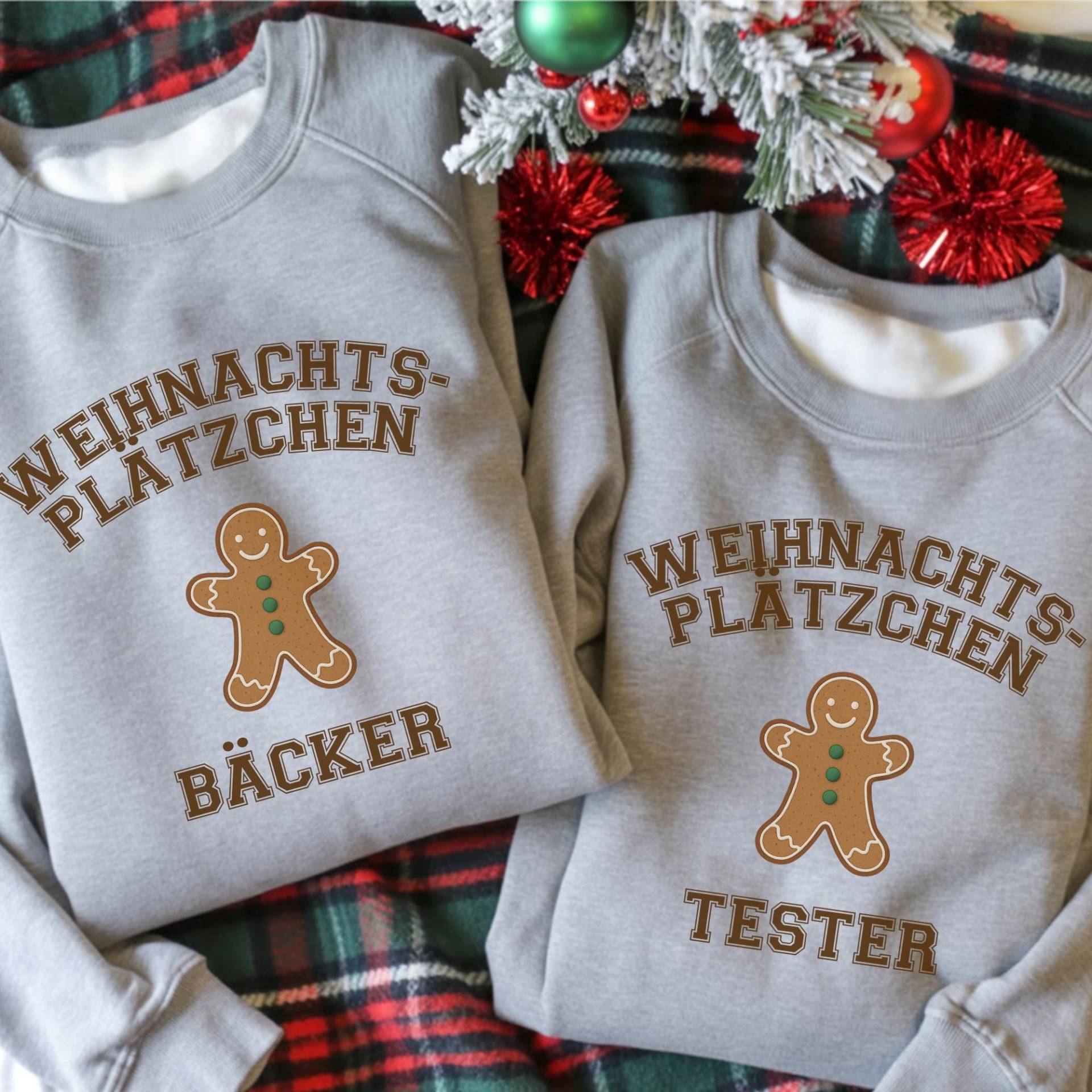 Weihnachtspullover Set Plätzchen Bäcker & Tester, Partnerlook Weihnachten Familie, Ugly Christmas Sweater Lustig Geschenk Damen Herren von AlinaPrintWonders