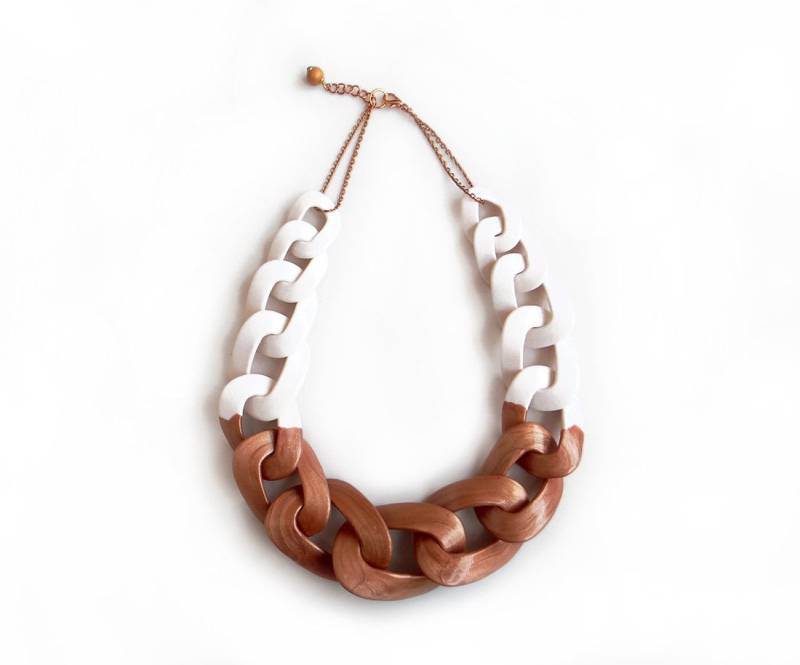 Roségoldene Polymer Clay Kette Handgemachter Statement Schmuck von AlinaandT