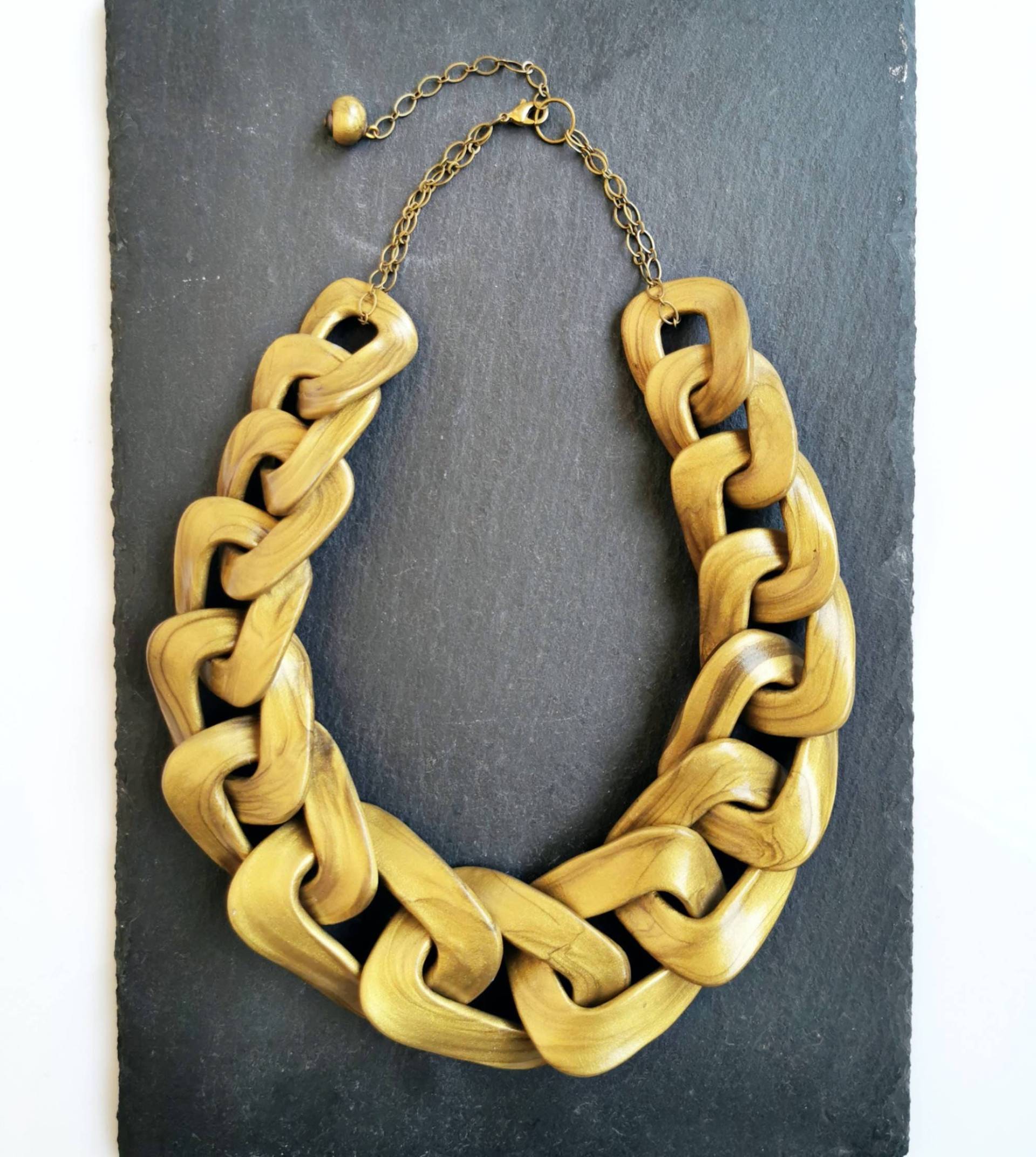 Handgemachte Bronze Halskette Aus Polymer Clay Statement Schmuck von AlinaandT