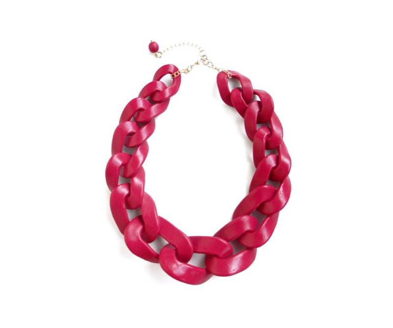 Chunky Chain Link Halskette, Fuchsia Übergroße Statement Halskette von AlinaandT