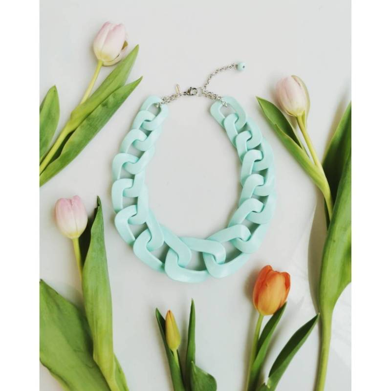 Mintgrüne Gliederkette Aus Polymer Clay von AlinaandT