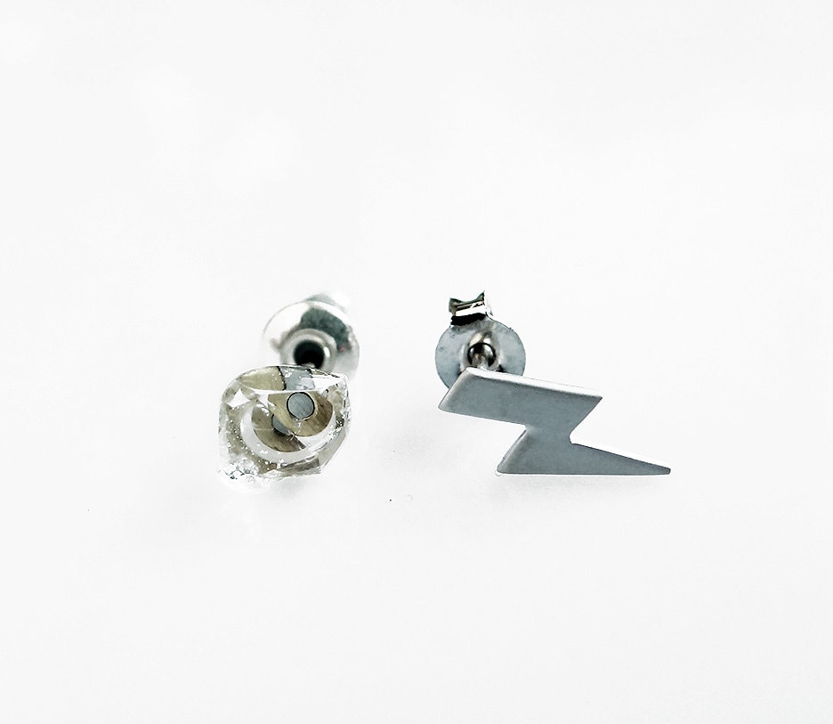 Mismatched Herkimer Kristall Und Blitz Ohrstecker Sterlingsilber von AlinaandT