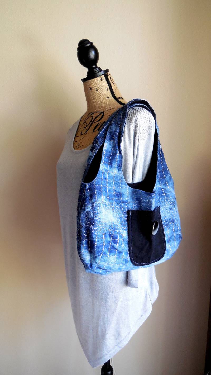 Handtasche... Denim-Charme... Reversible Tote - Two in One... Handgemachte Schultertasche... Einzigartige Alltags Geldbörse von AlinasArt