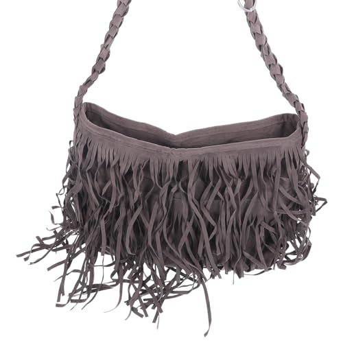 Alipis 1 Stück Quasten-Schultertasche Leder-Shopper Umh?Ngetasche Damen-Fransen-Handtasche Grau 34 X 29 X 11 Cm von Alipis