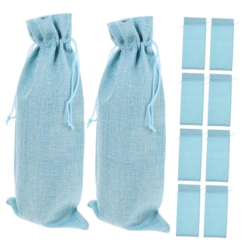 Alipis 10 Stück Wiederverwendbare Weinflaschenbeutel aus Leinen mit Kordelzug für Rotwein für und Partys Strapazierfähig und Praktisch von Alipis