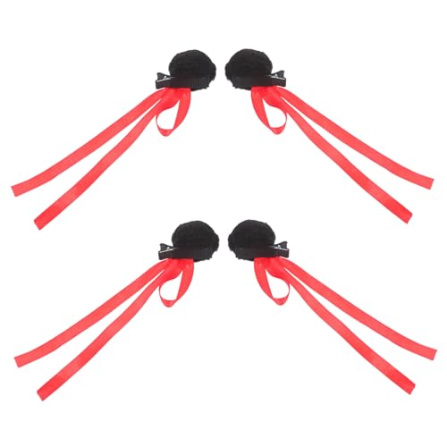 Alipis 2paare Süße Haarspangen Für Mädchen Mit Pompons Und Bändern Styling-haar-accessoires Für Partys Hochzeiten Und Täglichen Gebrauch von Alipis