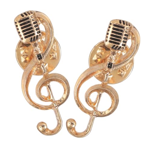 Alipis 2 Stück Goldfarbene Broschen für Frauen und Männer Mikrofon und Musiknote Design Mode Schmuck Anstecknadeln Einzigartige Accessoires für Musikliebhaber und Besondere Anlässe von Alipis