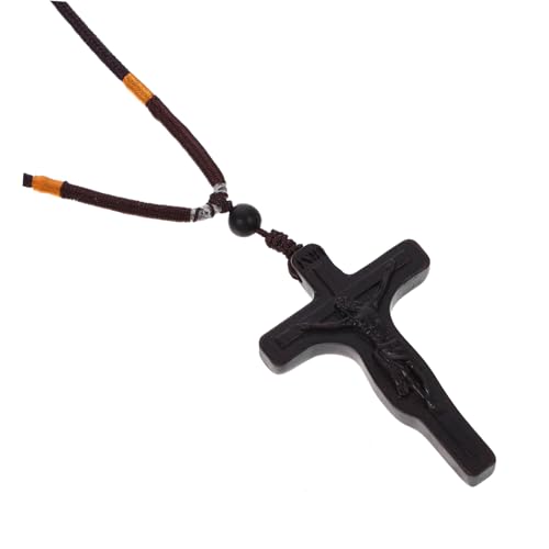 Alipis 2 Stück Holzkreuz Anhänger Halskette aus Schwarzem Handgefertigter Kreativer und Stilvoller Schmuck für Männer und Frauen Robust und Langlebig für Täglichen Gebrauch von Alipis