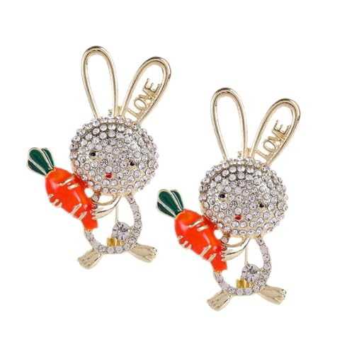 Alipis 2 Stück Niedliche Kaninchen Brosche mit Funkelnden Kristallen für Damen Tier Anstecknadel Modisches Accessoire für Kleidung Schal oder für Besondere Anlässe von Alipis