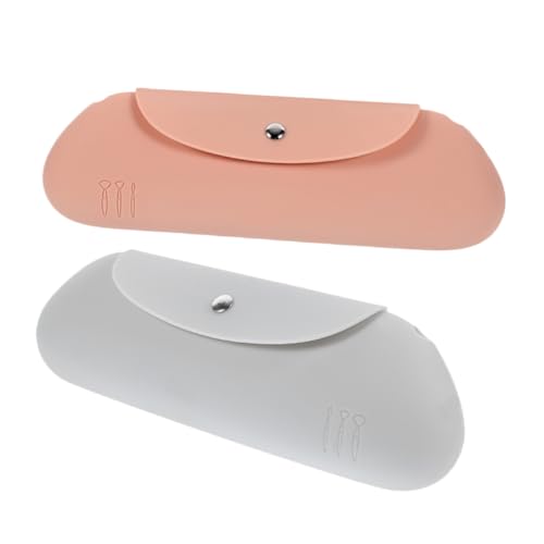 Alipis 2 Stück Silikon Kosmetiktasche mit Magnetverschluss Kompakte Pinselaufbewahrungstasche für Reise und Alltag Praktische Make Up Pinsel Organizer Beutel und Khaki von Alipis