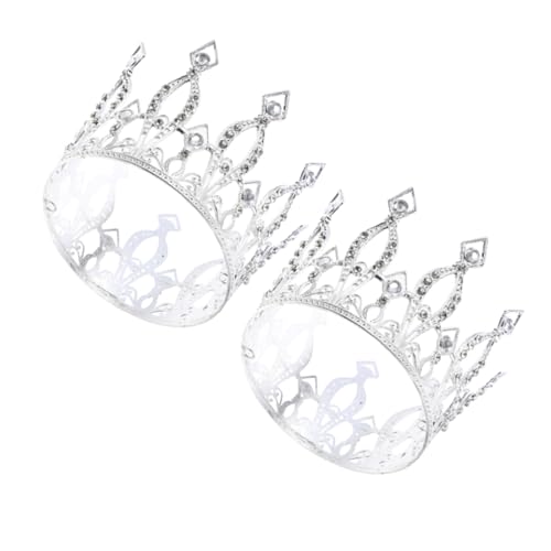 Alipis 2 Stück Teiliges Strass Haarreif Große Silberne Prinzessinnenkrone Leichter Brautschmuck für Hochzeit Geburtstagsfeier Geeignet für Erwachsene Eleganter Runder Kopfschmuck von Alipis