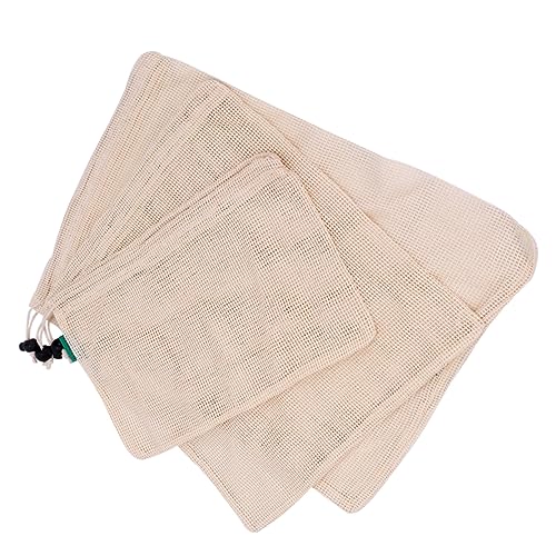 Alipis 3 Stück Baumwoll Netzbeutel für Gemüse Wiederverwendbare Einkaufstaschen mit Kordelzug Leichte und Umweltfreundliche Aufbewahrungstaschen für Täglichen Gebrauch von Alipis