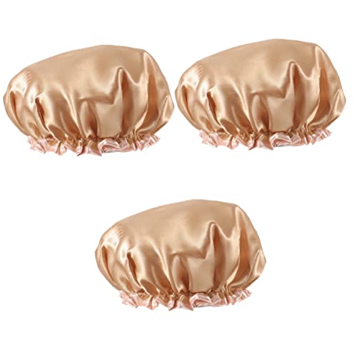 Alipis 3 Stück Duschhaube Haarturbane Für Damen Mädchen Hijab Satin Hijab Spa Haarkappe Haarzustandskappe Doppelschicht Duschhaube Mädchen Saunahut Badehut Badekappe Roségold Groß von Alipis