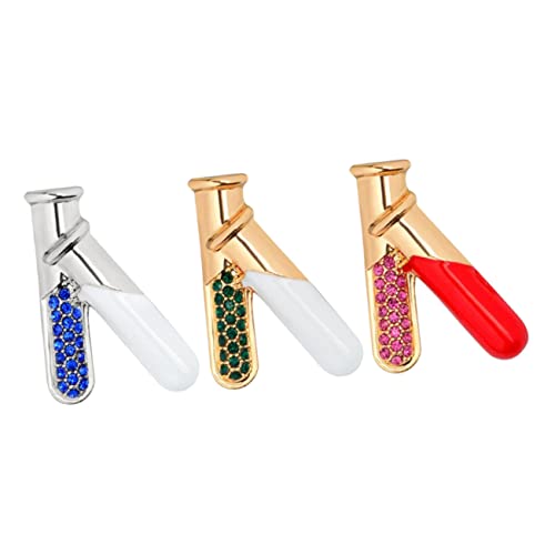 Alipis 3 Stück Testrohrbrosche Röhren Reagenzglasbrosche mit Strasssteinen Reversbroschen für Damen Modeaccessoires Reagenzglaskolbenstift Pflegestift Broschen für Frauen Legierung von Alipis