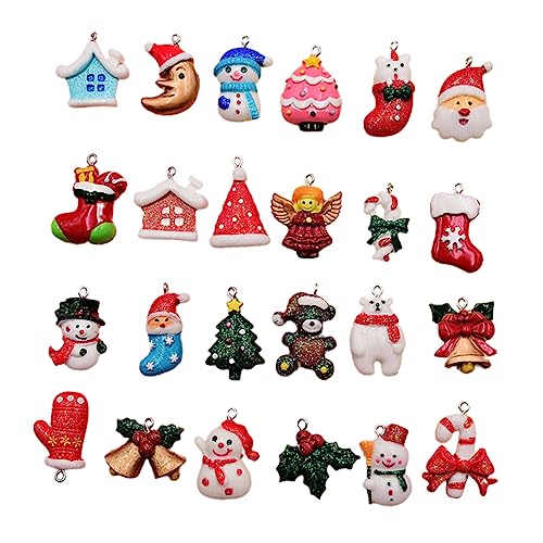 Alipis 30 Stück Teiliges Weihnachts Schmuckanhänger aus Resin Bunte Schneemann und Strumpfdesigns Glänzend und Langlebig für DIY Bastelprojekte und Weihnachtsdekorationen von Alipis