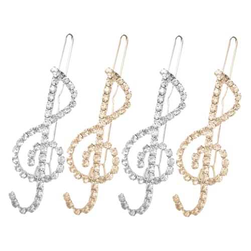 Alipis 4stücke Musiknoten-haarspangen Mit Strasssteinen Glitzernde Haarspangen Für Frauen Und Mädchen Haaraccessoires Für Jeden Anlass von Alipis