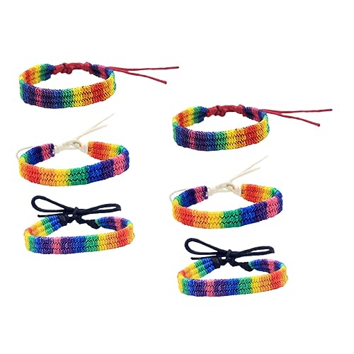Alipis 6 Stück Rainbow Woven Armbänder Verstellbare Handgefertigte Pride Armbänder für Damen und Herren Farbenfrohe Freundschaftsarmbänder für Besondere Anlässe von Alipis