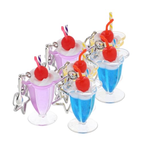 Alipis 6 Stück Teiliges Mini Eiscreme Becher Taschenanhänger Bunte Schlüsselanhänger Charm für Handtaschen Rucksäcke Autoschlüssel Diy Schmuckzubehör Mädchen Damen von Alipis