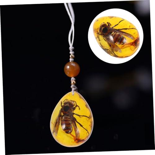 Alipis Bernstein Anhänger Bienen Design Leicht und Klein Vielseitig Schmuckstück Damen Kette Anhänger Bernstein Amulett für Frauen Schmuck Zubehör von Alipis