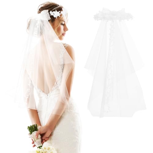Alipis Hochzeitsschleier Blumenstirnband Schleier: Kommunion-Kopfschmuck Für Mädchen – Floraler Kronenschleier Schärpe Für Die Zukünftige Braut 89 X 20 X 5 Cm von Alipis