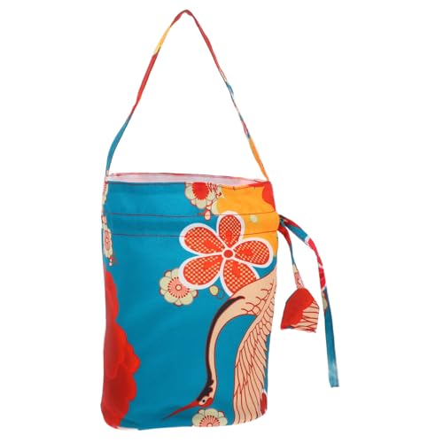 Alipis Japanische Stil Tragbare Drawstring Tasche mit Camellia Muster Leichte Kosmetiktasche Damen Portemonnaie Multifunktionale Schminktasche für Alltag und Reisen von Alipis