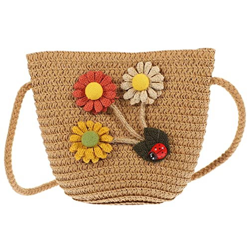 Alipis Kindertasche Aus Stroh Umhängetasche Für Kinder Handtasche Sonnenblume Geldbörse Requisiten Für Babyfotos Mexikanische Geldbörse Außendekoration Seetang Mädchen Niedlich Strohsack von Alipis