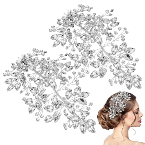 Alipis Atemberaubendes Strass-braut-kopfstück Hochzeits-haar-accessoires Kopfschmuck Für Frauen Blumen-haarschmuck von Alipis