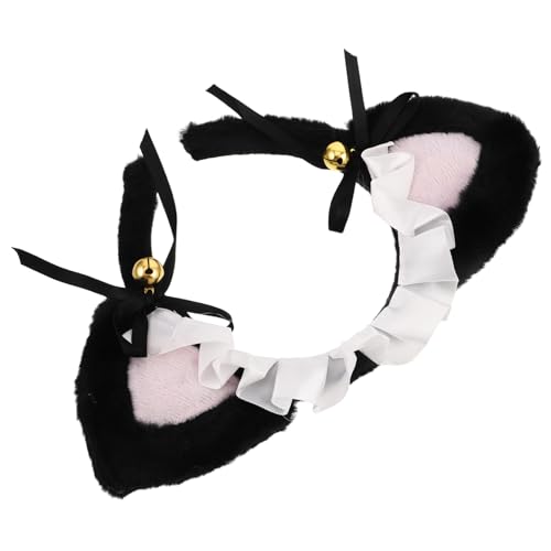 Alipis Lolita Katzenohren Haarreif mit Spitze und Schleife Realistisches Katzenohr design Weicher Plüsch Bequemer Sitz Vielseitiges Cosplay accessoire für Damen Geeignet für Maid von Alipis