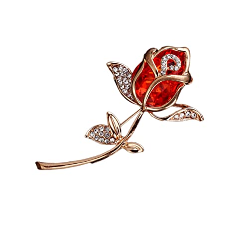 Alipis Rosenbrosche Kristallglas Damen Anstecknadel Lustige Kreative Brosche für Kleidung und Taschen Design Leicht und Bequem Accessoire für Besondere Anlässe von Alipis