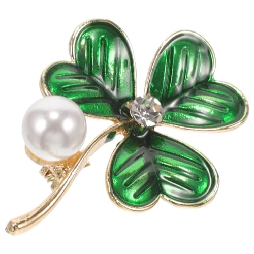 Alipis St. Patrick's Day Perlen-Kleeblatt-Brosche Grüne Blatt-Anstecknadeln Viel Glück Dreiblättrige Anstecknadeln Kristall-Brustnadel Für Irische Feiertagsfeste Schmuckgeschenk von Alipis