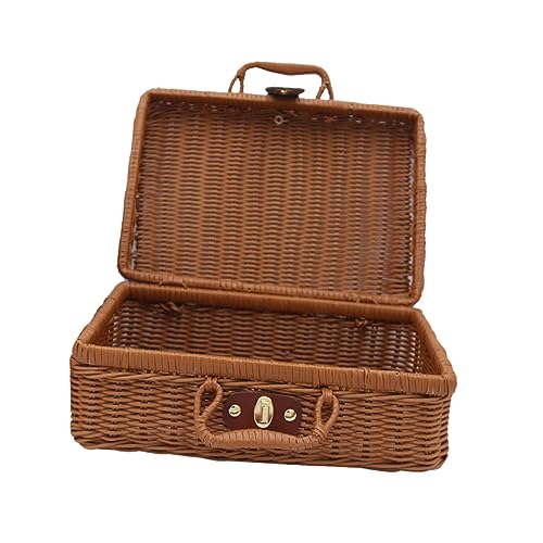 Alipis Gewebter Make-up-Organizer Tragbarer Make-up-Organizer Schminktasche Fräulein Aufbewahrungskiste Bambus Rattan Reisekosmetikkoffer Gewebter Kosmetikhalter von Alipis