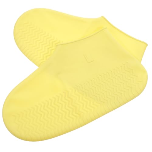 Alipis wasserdichte rutschfeste Regen schuhüberzieher Gelb Verstärkte Wiederverwendbare Überschuhe für Damen Herren Strapazierfähiger Regenschutz Leichter Outdoor schuhschutz von Alipis