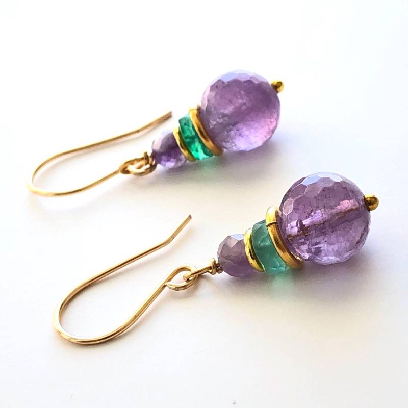 Amethyst - Onyx-Ohrringe Natürlich Lila Stein Tropfen Modern Boho Chic Geburtstag Muttertag Geschenk 6676 von AliraTreasures