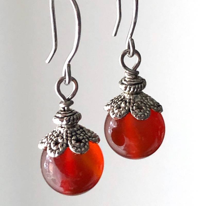Ohrringe Karneol Rot Orange Naturstein Tropfen Einfach Modern Klassik Geburtstag Geburtstagsgeschenk Für Ihre Frau 6682 von AliraTreasures