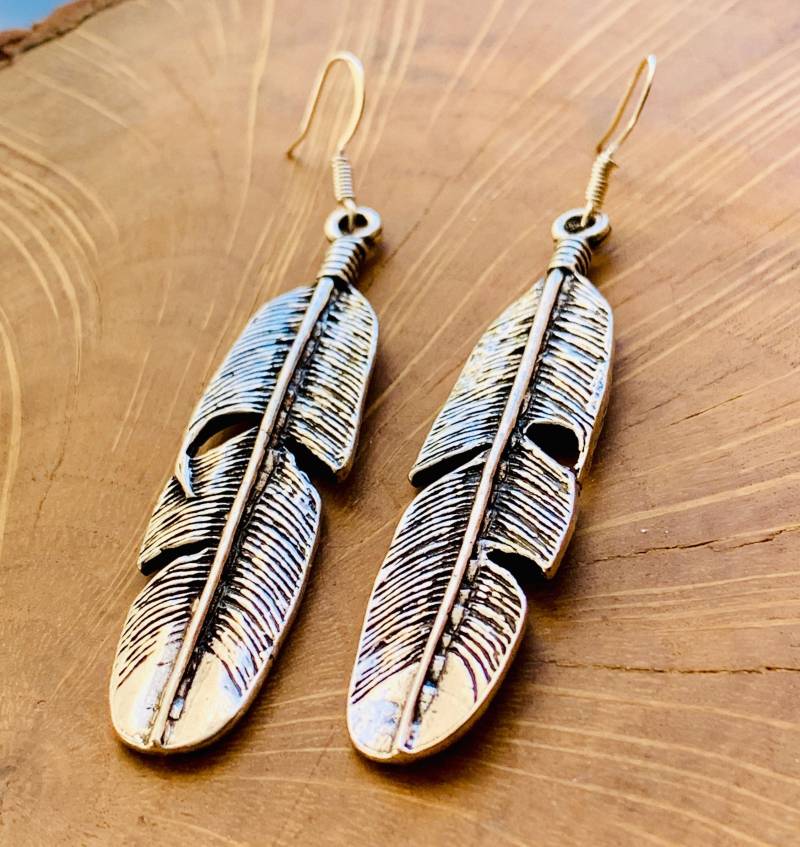 Feder Ohrringe, Feder-Ohrringe, Südwestlichen Schmuck, Boho Ohrringe von AlisaMichelleDesigns