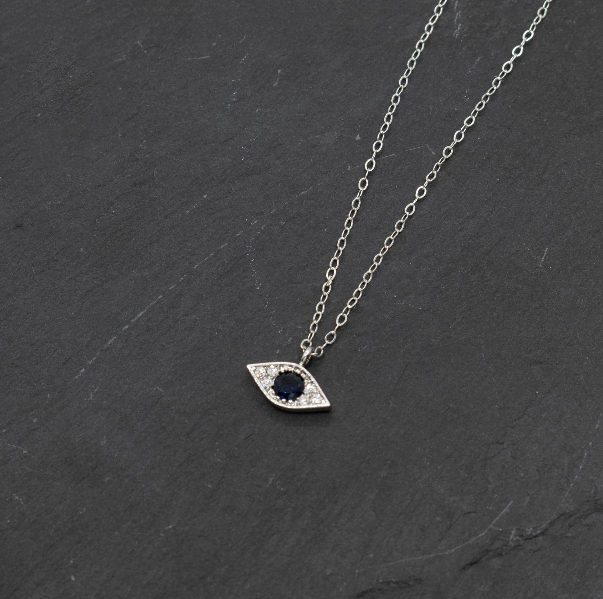 Evil Eye Halskette, Blau Silber Halsketten Für Frauen von AlisaStudioDesign
