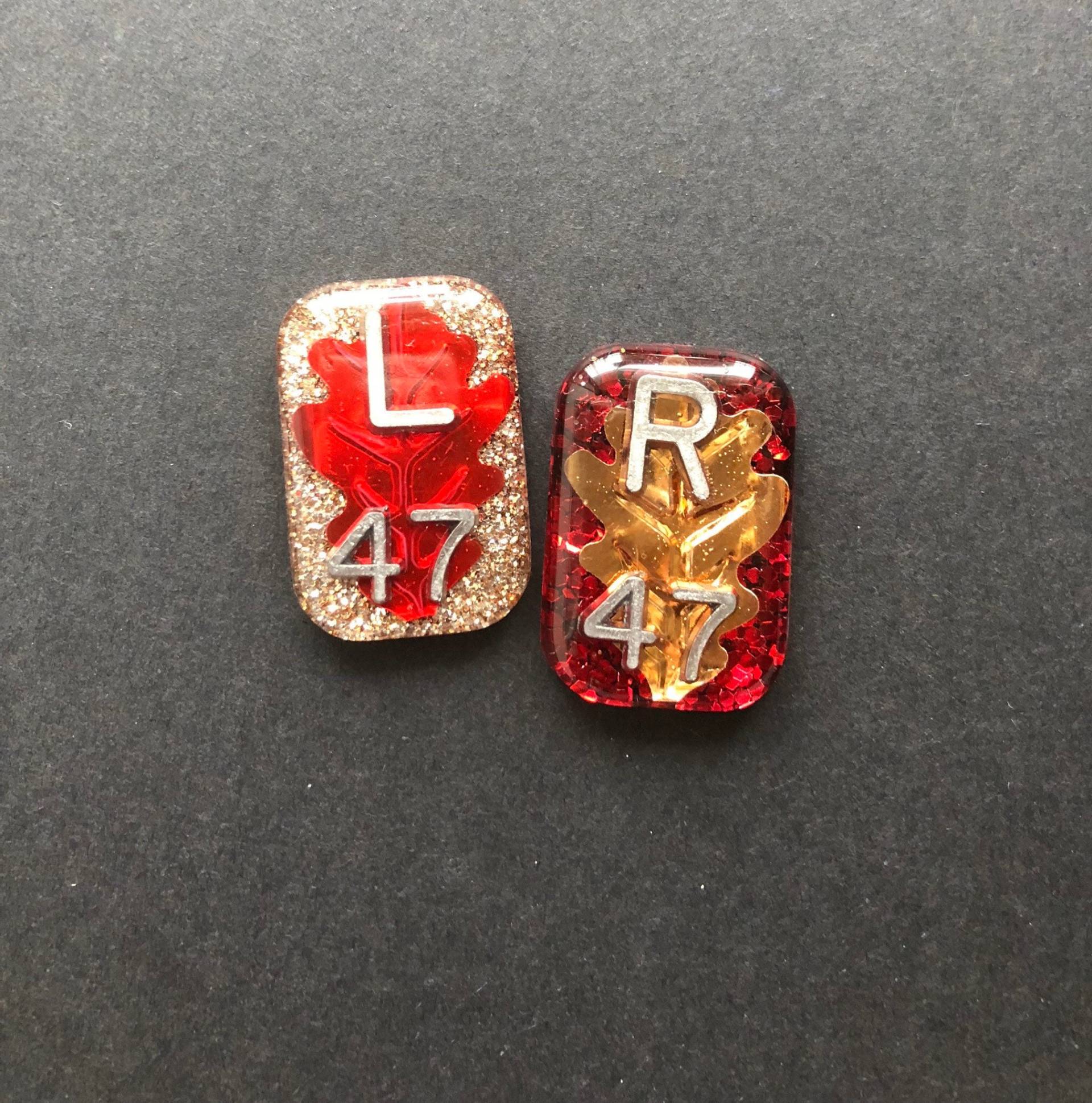Herbstlaub - Röntgenmarker, Mit 2 Oder 3 Initialen, Rot Und Gold, Rechteck, Glitzer-Röntgenmarker von AlishaGoesCrafty