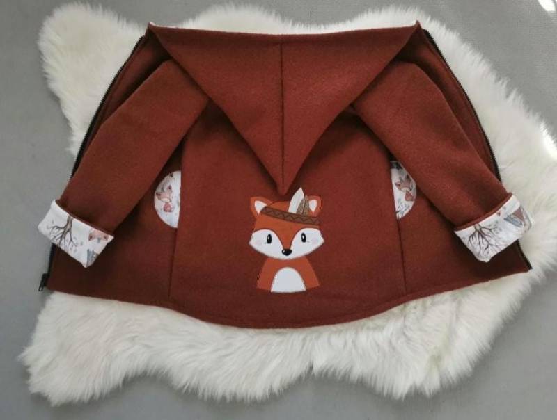 Wollwalkjacke Neu, Wollwalkmantel, Handmade Schurwolle, Fuchs, Kupfer, Stick, Waldfreunde von AlishasKlimperreich