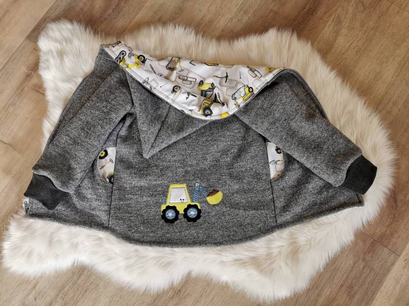 Wollwalkmantel Handmade Auf Wunsch, Schurwolle, Baustelle, Bagger von AlishasKlimperreich