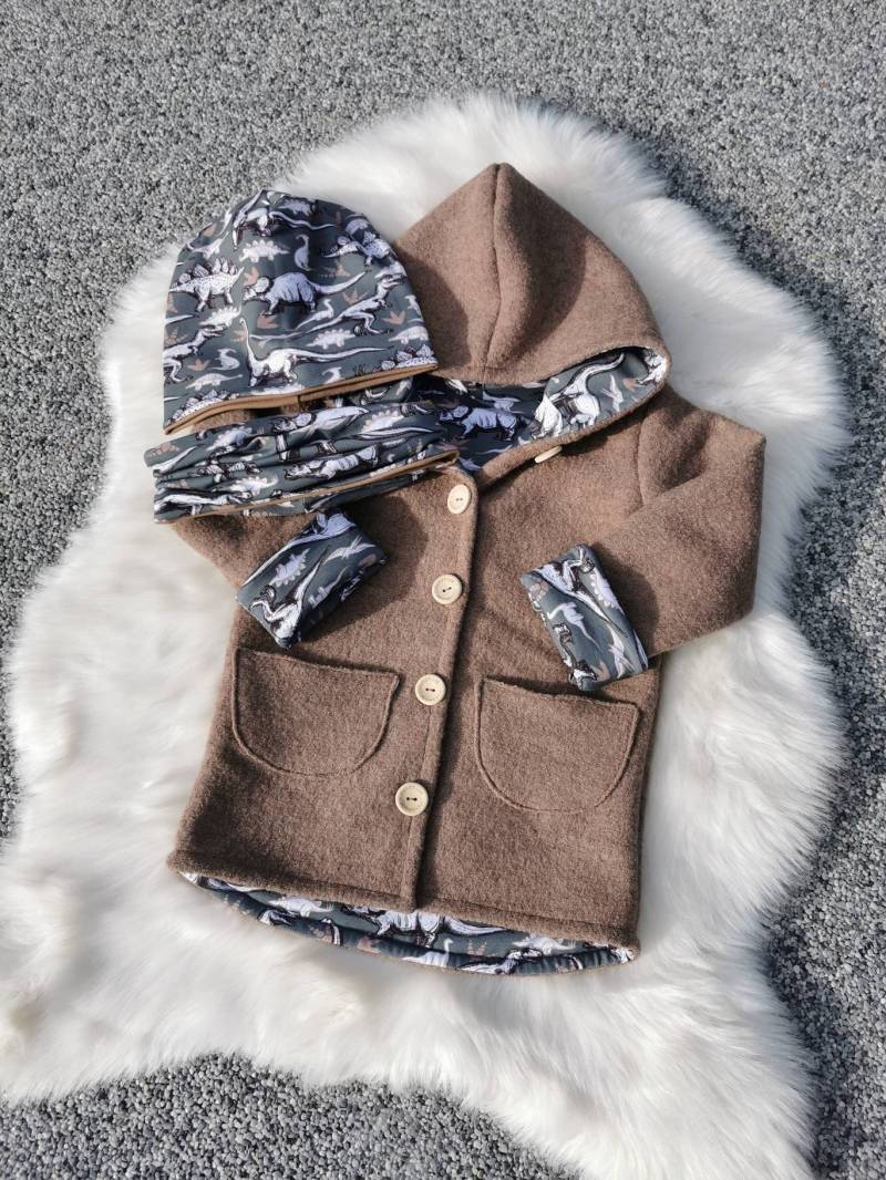 Wollwalkmantel Handmade Auf Wunsch, Schurwolle, Dino, Melange Braun von AlishasKlimperreich