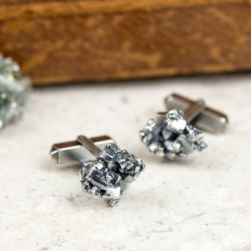 Silber Pyrit Mineral Manschettenknüpfe von AlisonMooreDesigns