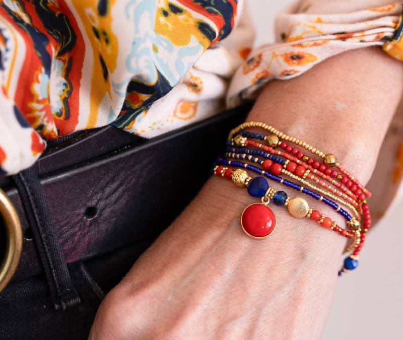 Korallen Armband, Lapis Armband, Gold Hämatit Wickelarmband, Siebenmal Gewickelt von AlisonStorryJewelry