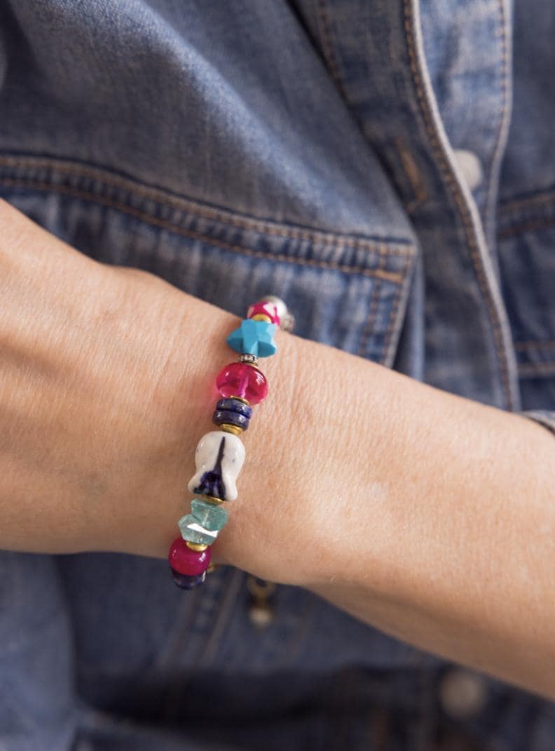 Perlen Edelstein Armband, Rosa Spinell Armband, Türkis Lapis Perlenarmband, Tulpen Armband von AlisonStorryJewelry