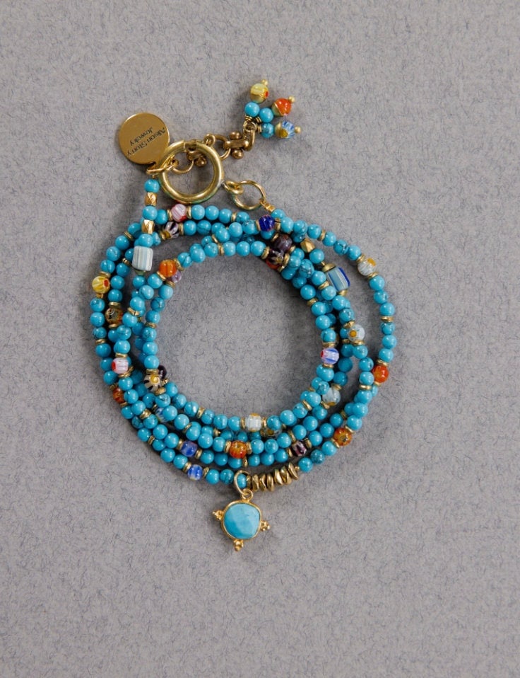 Türkis Wickelarmband, Bettelarmband, Lange Perlenkette, Multiwickelarmband von AlisonStorryJewelry