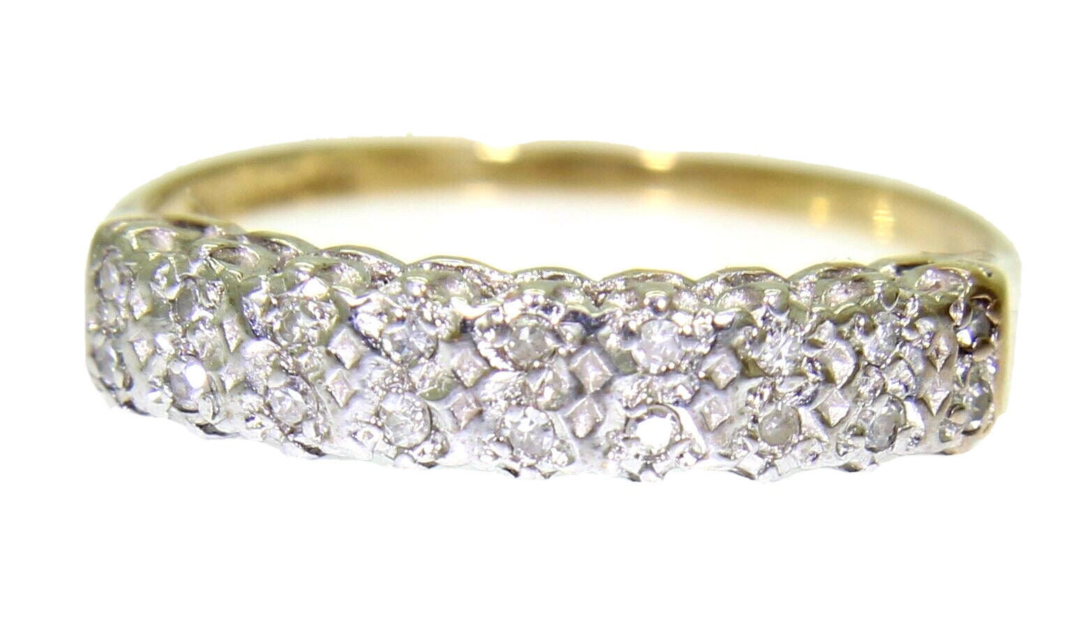 0.20Ct Diamant Zweireihig Half Eternity 9 Karat Gelbgold Ringgröße M ~ 6 1/4 von AlisonsVintageGems