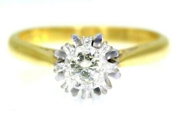 Atemberaubende 0, 20 Ct Diamant Solitär 18Ct Gelbgold Ring Größe J 1/2 5 von AlisonsVintageGems